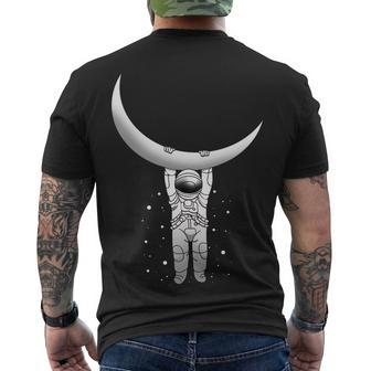 Astronaut Hanging From The Moon Men's Crewneck Short Sleeve Back Print T-shirt - Monsterry