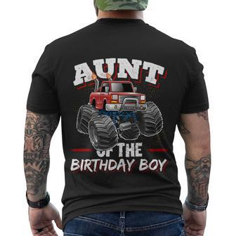 Aunt Of The Birthday Boy Monster Truck Birthday Party Gift Men's Crewneck Short Sleeve Back Print T-shirt - Monsterry