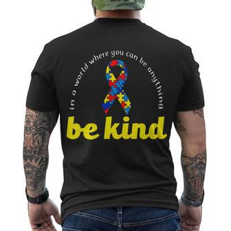 Autism Awareness Be Anything Be Kind Tshirt Men's Crewneck Short Sleeve Back Print T-shirt - Monsterry