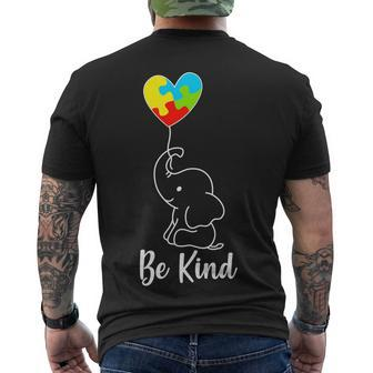 Autism Awareness Be Kind Elephant Men's Crewneck Short Sleeve Back Print T-shirt - Monsterry