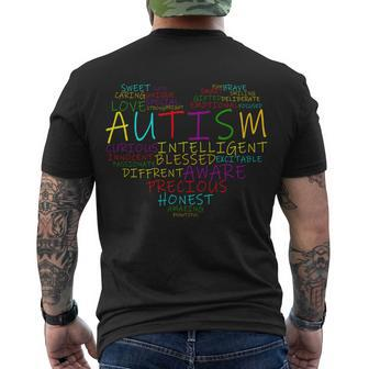 Autism Awareness Heart Words Of Love Men's Crewneck Short Sleeve Back Print T-shirt - Monsterry AU