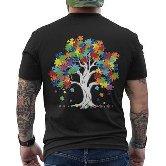 Autism Awareness Puzzle Piece Tree Men's Crewneck Short Sleeve Back Print T-shirt - Monsterry UK
