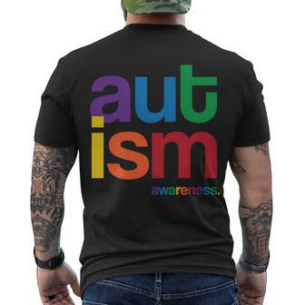 Autism Awareness Rainbow Letters Tshirt Men's Crewneck Short Sleeve Back Print T-shirt - Monsterry CA