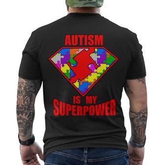 Autism Is My Superpower Superheo Tshirt Men's Crewneck Short Sleeve Back Print T-shirt - Monsterry