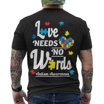Autism Love Needs No Words Men's Crewneck Short Sleeve Back Print T-shirt - Monsterry DE