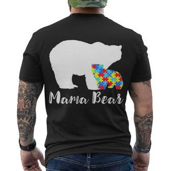 Autism Mama Bear Tshirt Men's Crewneck Short Sleeve Back Print T-shirt - Monsterry DE