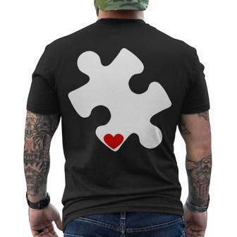 Autism Puzzle Heart Piece Tshirt Men's Crewneck Short Sleeve Back Print T-shirt - Monsterry