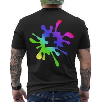 Autism Rainbow Puzzle Splatter Tshirt Men's Crewneck Short Sleeve Back Print T-shirt - Monsterry