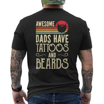 Awesome Dads Have Tattoos And Beards Father Day Men's T-shirt Back Print - Thegiftio UK