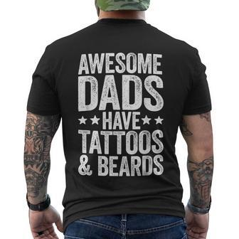 Awesome Dads Have Tattoos And Beards Fathers Day Men's T-shirt Back Print - Thegiftio UK