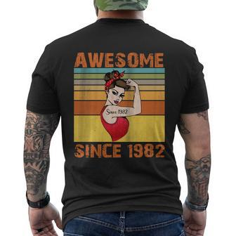 Awesome Since 1982 40Th Birthday Messy Bun Men's Crewneck Short Sleeve Back Print T-shirt - Monsterry