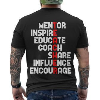 Awesome Teacher Definition Mentor Coach Educate Inspire Men's T-shirt Back Print - Thegiftio UK