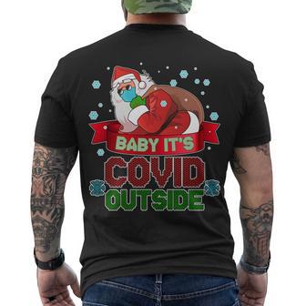 Baby Its Covid Outside Funny Christmas Men's Crewneck Short Sleeve Back Print T-shirt - Monsterry