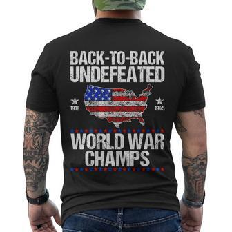 Back To Back Undefeated World War Champs Usa Flag Men's Crewneck Short Sleeve Back Print T-shirt - Monsterry DE