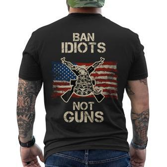 Ban Guns Not Idiots Pro American Gun Rights Flag Men's Crewneck Short Sleeve Back Print T-shirt - Monsterry