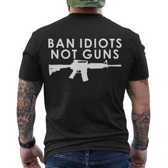 Ban Idiots Not Guns Gun Rights Logo Tshirt Men's Crewneck Short Sleeve Back Print T-shirt - Monsterry