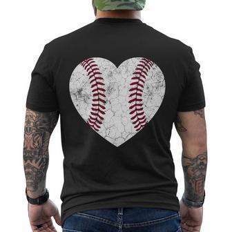 Baseball Heart Fun Mom Dad Men Women Softball Gift Wife Men's Crewneck Short Sleeve Back Print T-shirt - Monsterry UK