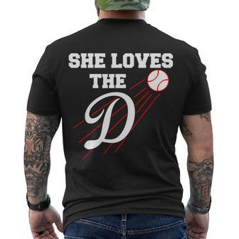 Baseball She Loves The D Los Angeles V2 Men's Crewneck Short Sleeve Back Print T-shirt - Monsterry