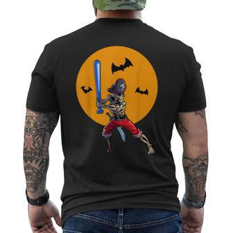 Baseball Skeleton Boys Pirate Baseball Halloween Men's T-shirt Back Print - Thegiftio UK