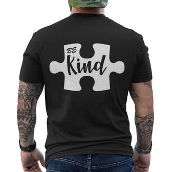 Be Kind Autism Awareness Puzzle Men's Crewneck Short Sleeve Back Print T-shirt - Monsterry