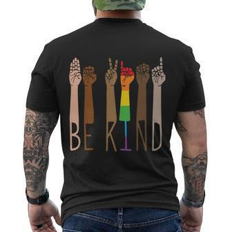 Be Kind Sign Language Rainbow Pride Month Lgbt Men's Crewneck Short Sleeve Back Print T-shirt - Monsterry AU