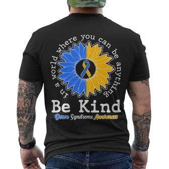 Be Kind Sunflower Ribbon Down Syndrome Awareness Tshirt Men's Crewneck Short Sleeve Back Print T-shirt - Monsterry