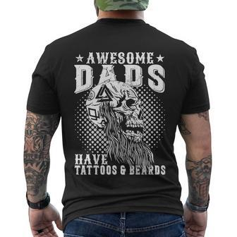 Bearded Man Awesome Dads Have Tattoos And Beards Men's T-shirt Back Print - Thegiftio UK