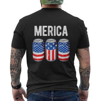 Beer American Flag Funny 4Th Of July Drinking Men's Crewneck Short Sleeve Back Print T-shirt - Monsterry