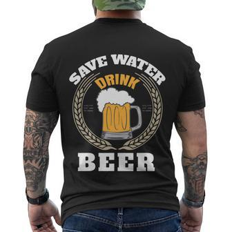 Beer Drinking Save Water Drink Beer Oktoberfest Men's T-shirt Back Print - Thegiftio UK