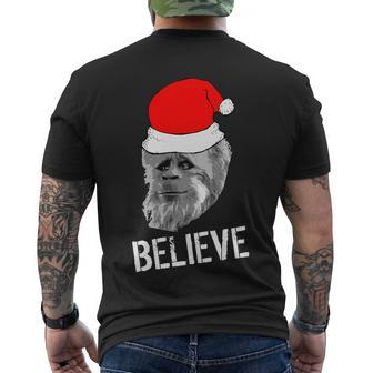 Believe Santa Sasquatch Men's Crewneck Short Sleeve Back Print T-shirt - Monsterry