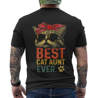 Best Cat Aunt Ever Vintage Cat Lover Cool Sunglasses Funny Men's Crewneck Short Sleeve Back Print T-shirt - Monsterry DE