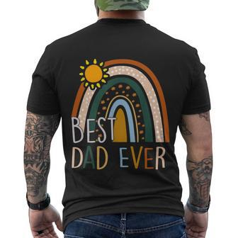 Best Dad Ever Rainbow Funny Fathers Day From Wife Daughter Cool Gift Men's Crewneck Short Sleeve Back Print T-shirt - Monsterry