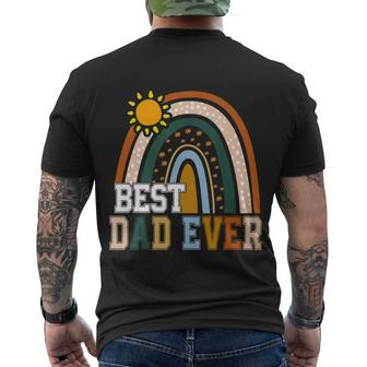 Best Dad Ever Rainbow Funny Fathers Day From Wife Daughter Gift Men's Crewneck Short Sleeve Back Print T-shirt - Monsterry