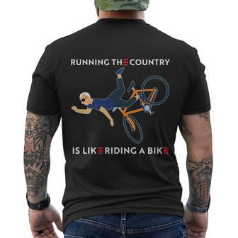 Biden Bike Bicycle Running The Country Is Like Riding A Bike V4 Men's Crewneck Short Sleeve Back Print T-shirt - Monsterry