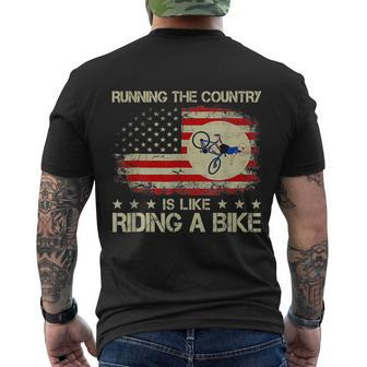 Biden Bike Bicycle Running The Country Is Like Riding A Bike V9 Men's Crewneck Short Sleeve Back Print T-shirt - Monsterry