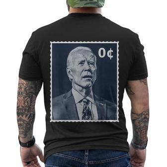 Biden Zero Cents Stamp 0 President Joe Biden Men's Crewneck Short Sleeve Back Print T-shirt - Monsterry
