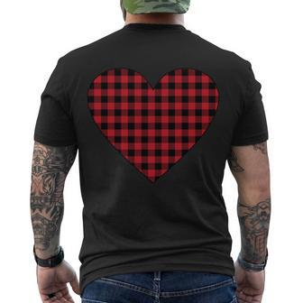 Big Heart Red Plaid Valentines Day Men's Crewneck Short Sleeve Back Print T-shirt - Monsterry AU