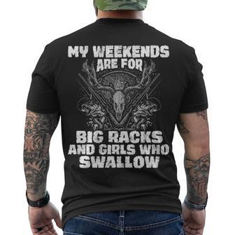 Big Racks & Girls Who Swallow Men's Crewneck Short Sleeve Back Print T-shirt - Seseable