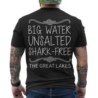 Big Water Unsalted Shark Free The Great Lakes Tshirt Men's Crewneck Short Sleeve Back Print T-shirt - Monsterry AU
