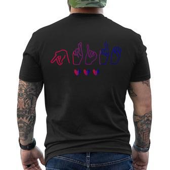 Bisexual Asl Pride Bi Sign Langauge Bisexuality Outfit Men's Crewneck Short Sleeve Back Print T-shirt - Monsterry CA