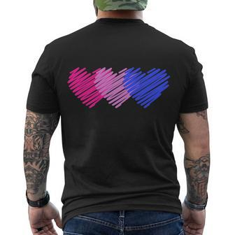 Bisexual Flag Hearts Love Lgbt Bi Pride Men's Crewneck Short Sleeve Back Print T-shirt - Monsterry