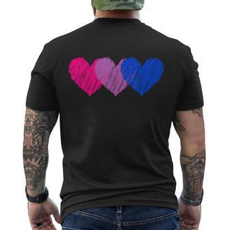 Bisexual Heart Bisexuality Bi Love Flag Lgbtq Pride Men's Crewneck Short Sleeve Back Print T-shirt - Monsterry CA