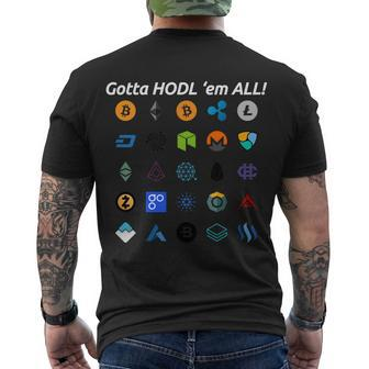 Bitcoin Litecoin Gotta Hodl Em All Cryptocurrency Logos Tshirt Men's Crewneck Short Sleeve Back Print T-shirt - Monsterry DE