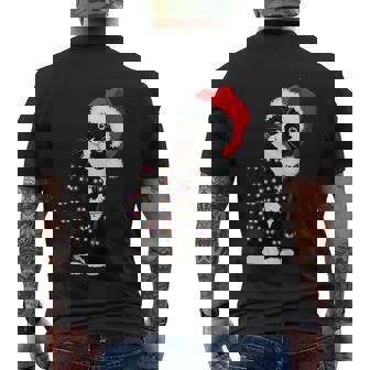 Black Cat Christmas Light Cat Lover Christmas Pajama V2 Men's T-shirt Back Print - Thegiftio