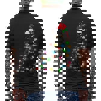 Black Cat Christmas Light Tshirt Cat Lover Christmas Men's T-shirt Back Print - Thegiftio