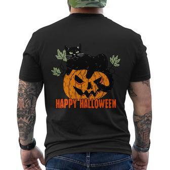Black Cat Pumpkin Halloween Day Sublimation Retro Halloween Men's T-shirt Back Print - Thegiftio UK