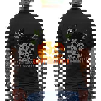 Black Cat Pumpkin Halloween Day Sublimation Retro Halloween Men's T-shirt Back Print - Thegiftio UK