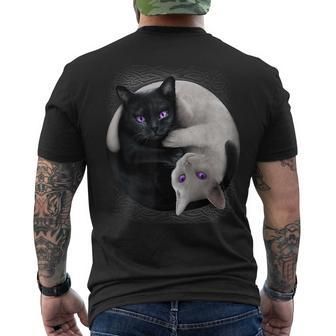 Black Cat And White Cat Yin And Yang Halloween For Men Women Men's T-shirt Back Print - Seseable