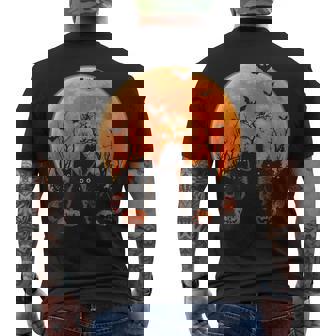 Black Cats Moon Pumpkin Halloween Horror Men's T-shirt Back Print - Thegiftio