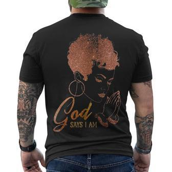 Black Girl God Says I Am Black Melanin History Month Pride V2 Men's T-shirt Back Print - Thegiftio UK